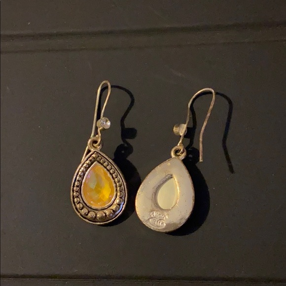 ☀️Vintage sterling earrings ,yellow stone - Picture 3 of 3